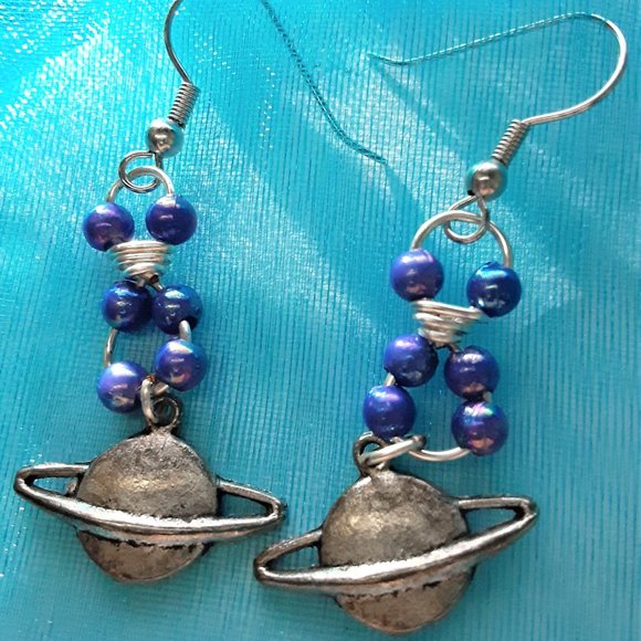 Handmade 'Saturn' Earrings - Picture 2 of 6